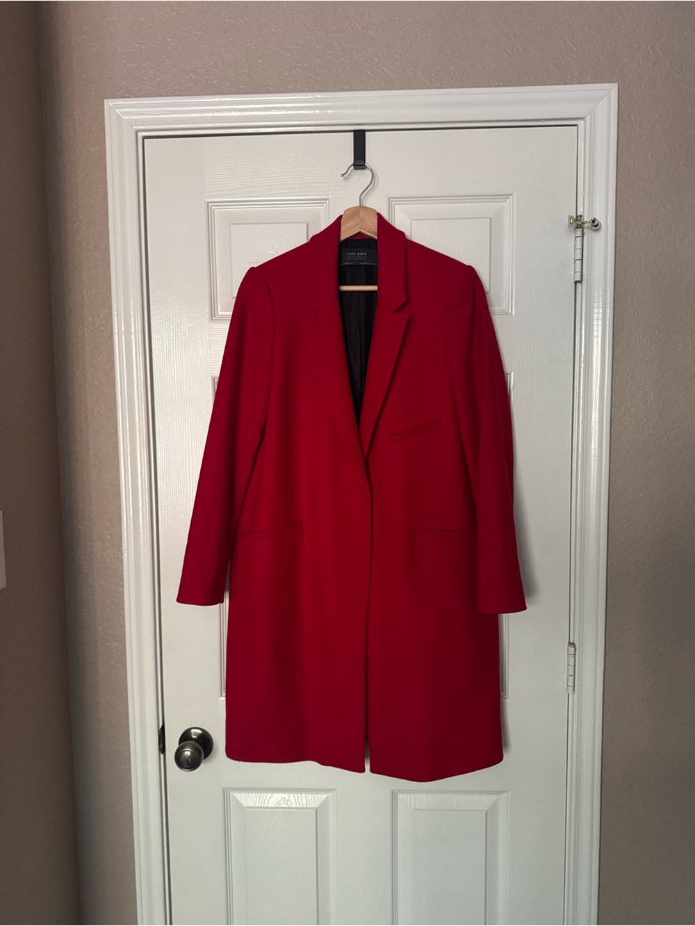 Zara Basic Red Single-Button Trench Coat
